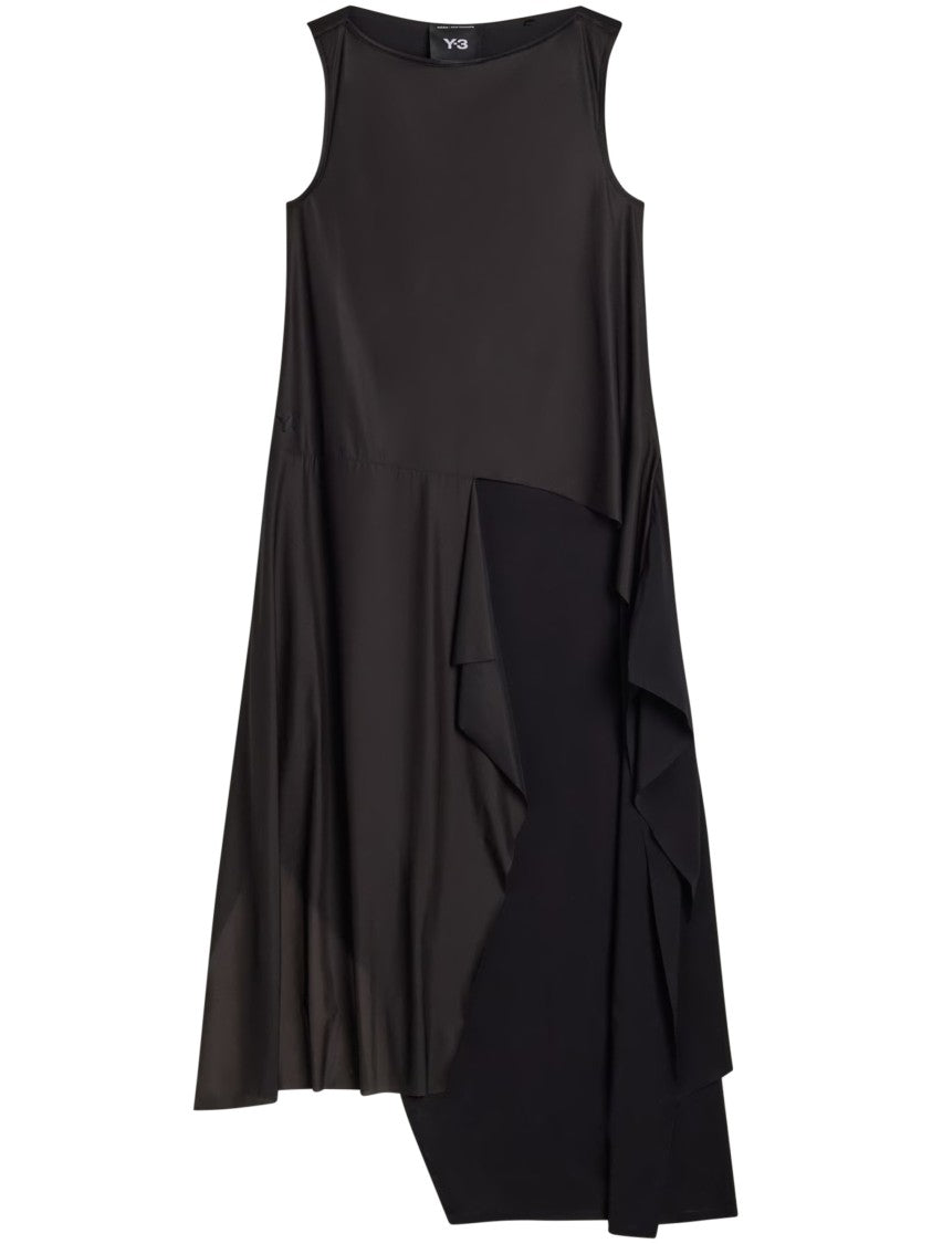Y-3 Sleeveless Mesh Dress With Asymmetrical Hemline