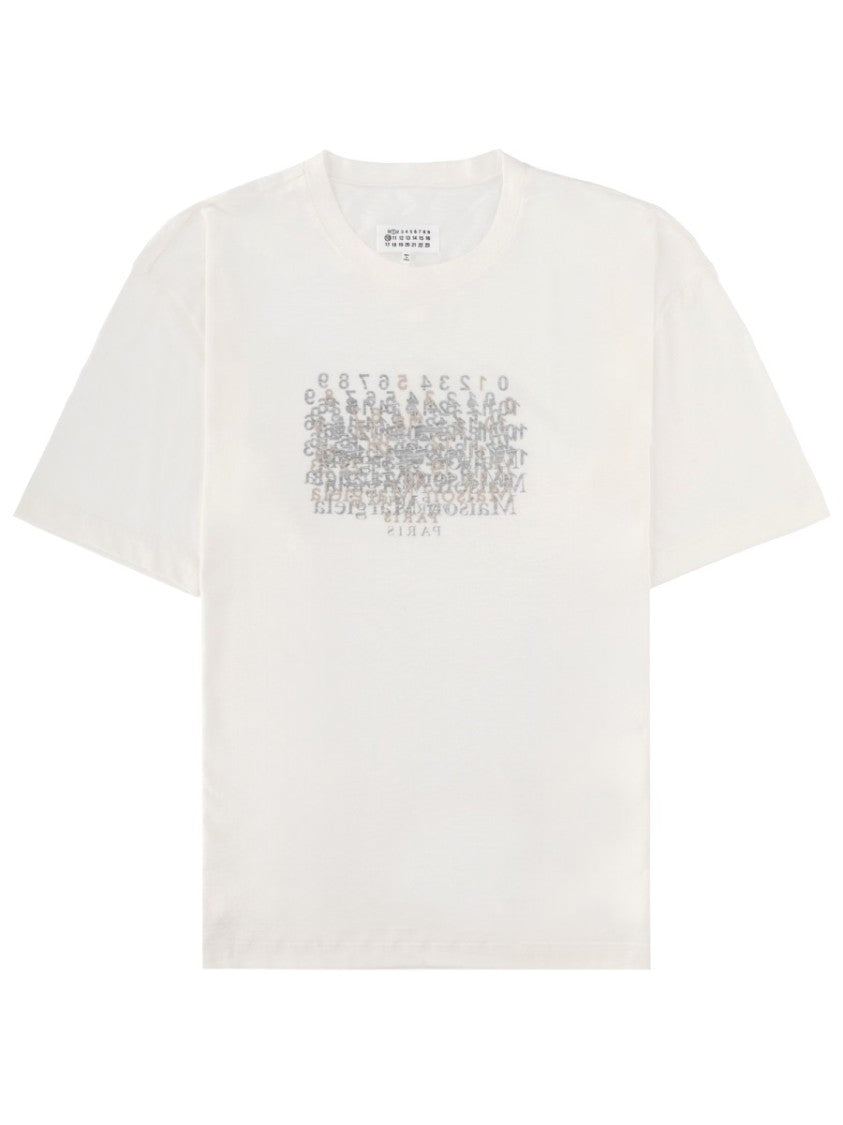 Maison Margiela Neutrals Scattered Numbers Rectangular Cotton T-Shirt