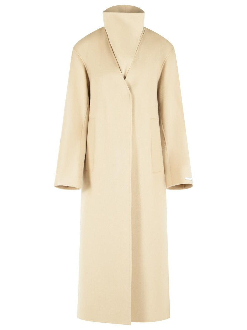 Sportmax 'Assenso' Long Coat In Pure Powder Wool