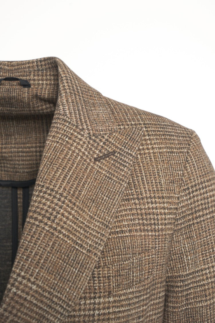 Circolo 1901 Textured Glencheck Double-Breasted Blazer With Notch Lapel
