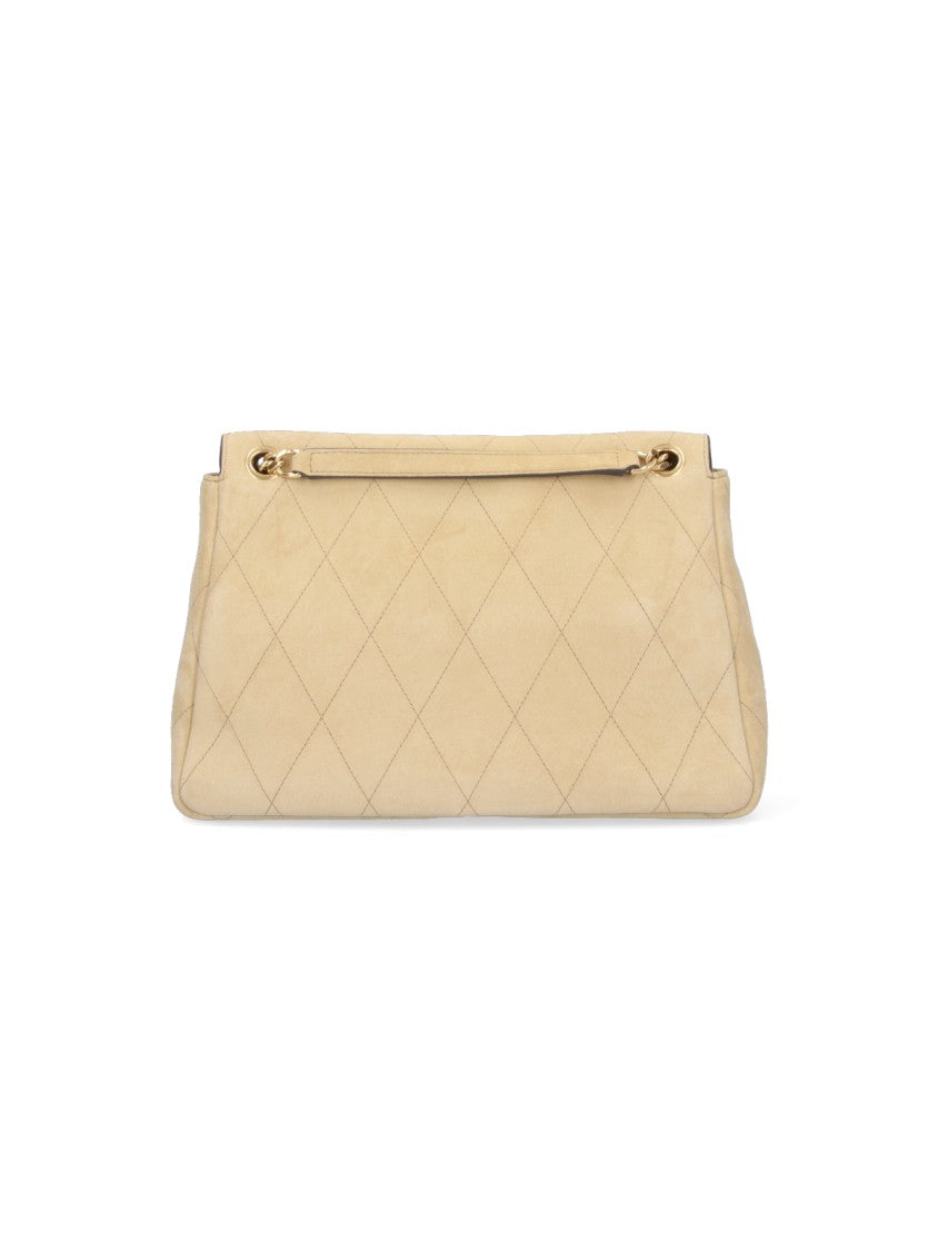 Tory Burch Quilted Handbag With Metallic Logo Clasp