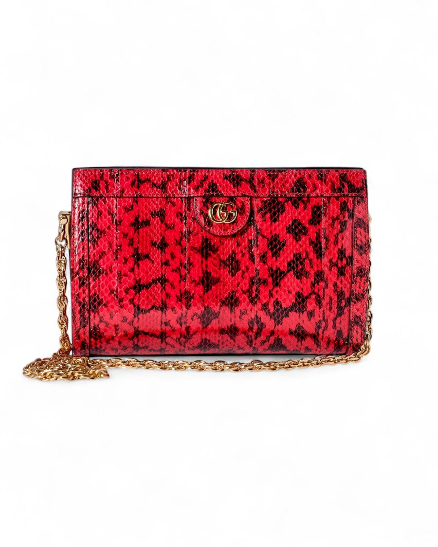 Gucci Gg Ophidia Python Shoulder Bag In Pink