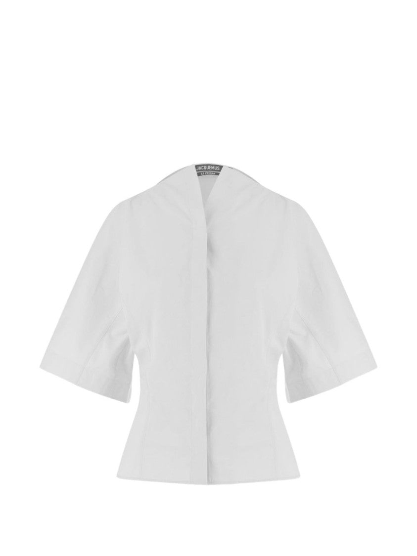 Jacquemus White Minimalist Short Sleeve Cotton Top