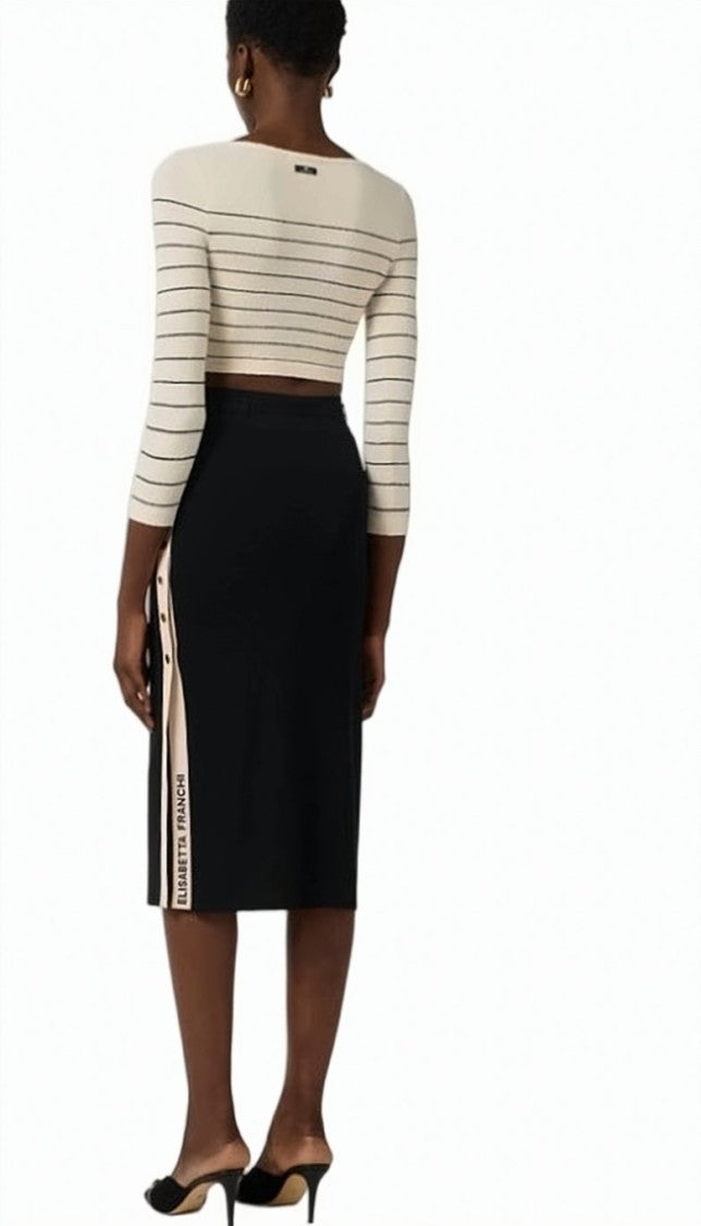 Elisabetta Franchi Knitted Viscose Band Midi Skirt