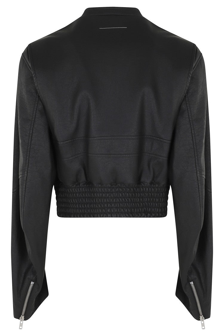 Mm6 By Maison Margiela Black Sportsjacket Zip-Cuffs Polyester Jacket