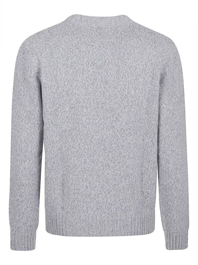 Eleventy Heather Gray Crewneck Sweater With Ribbed Trim