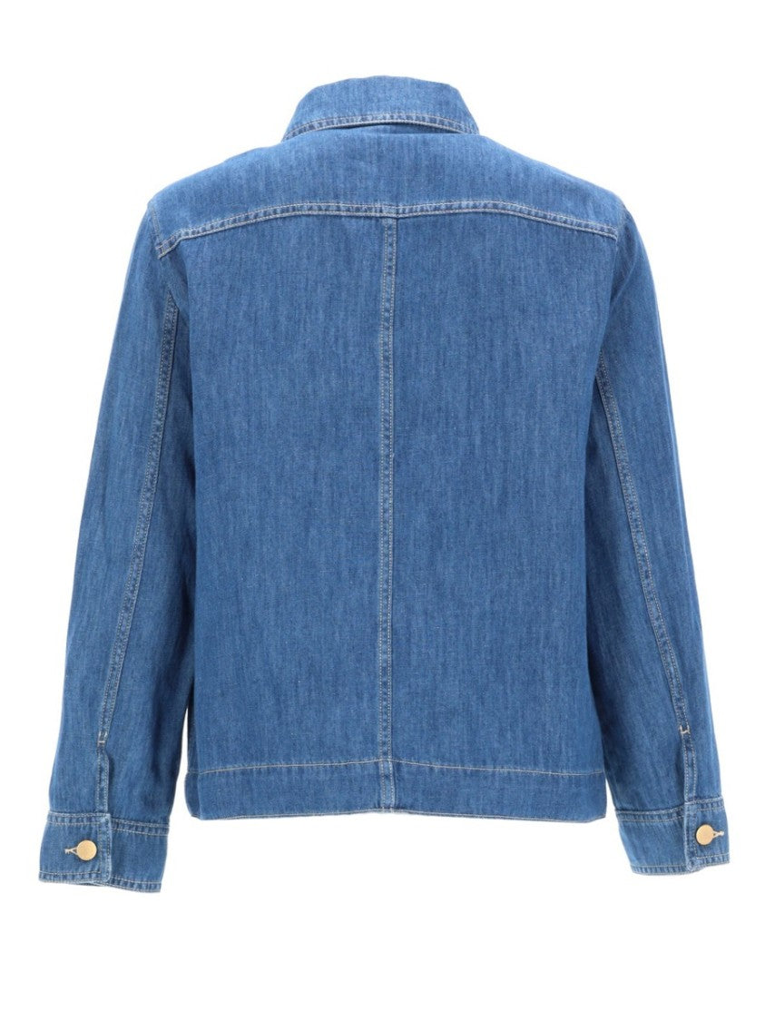 Max Mara Chambray Jacket With Classic Collar And Gold-Tone Buttons