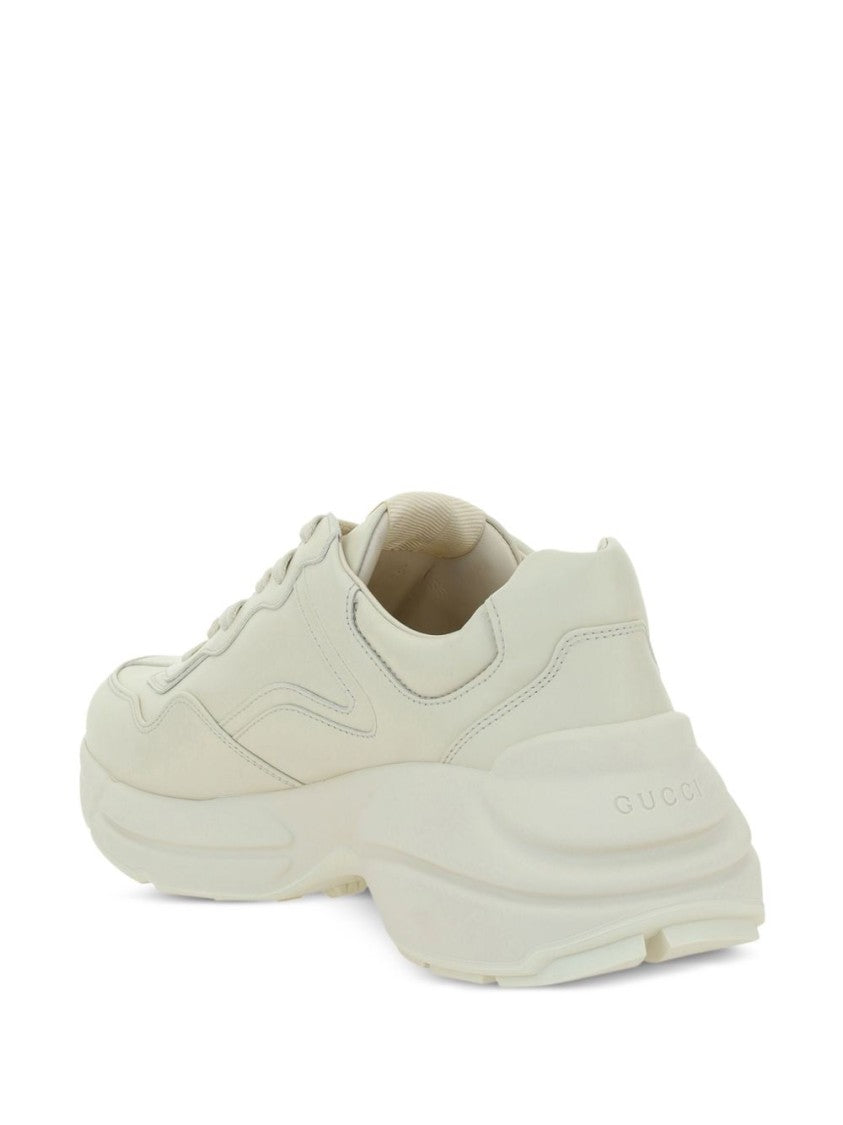 Gucci Ivory Rhyton Leather Logo Low-Top Sneakers