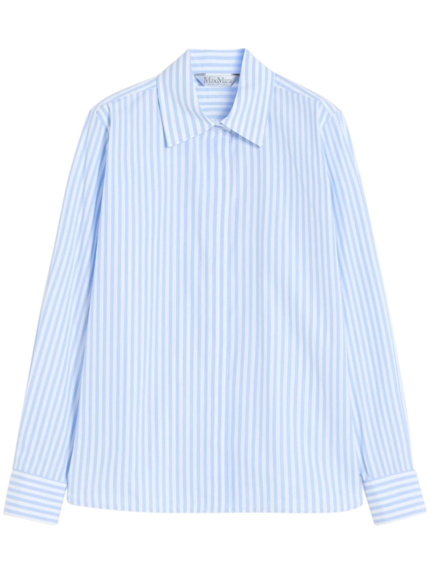 Max Mara Vertical Stripe Long-Sleeved Shirt With Classic Collar