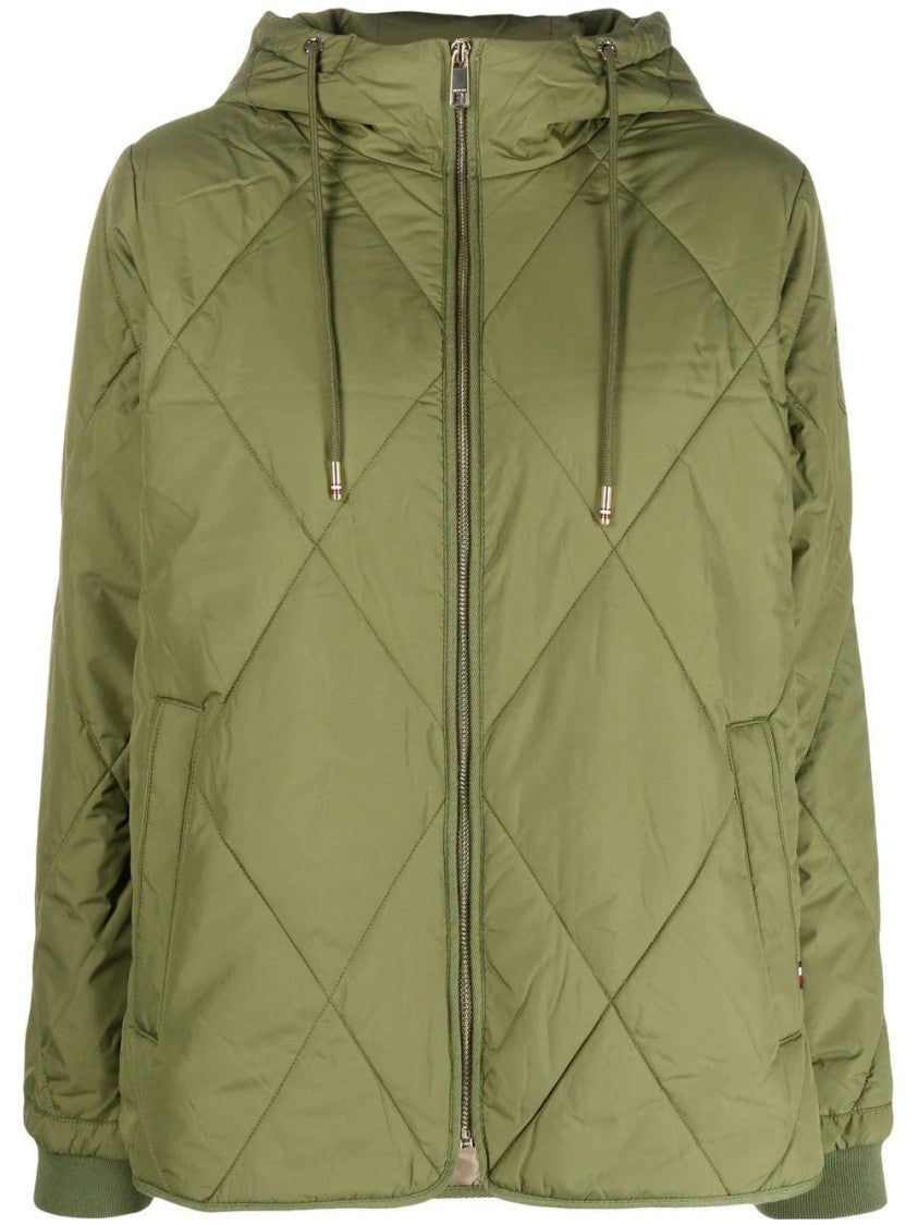 Tommy Hilfiger Quilted Green Puffer Jacket With Adjustable Hood