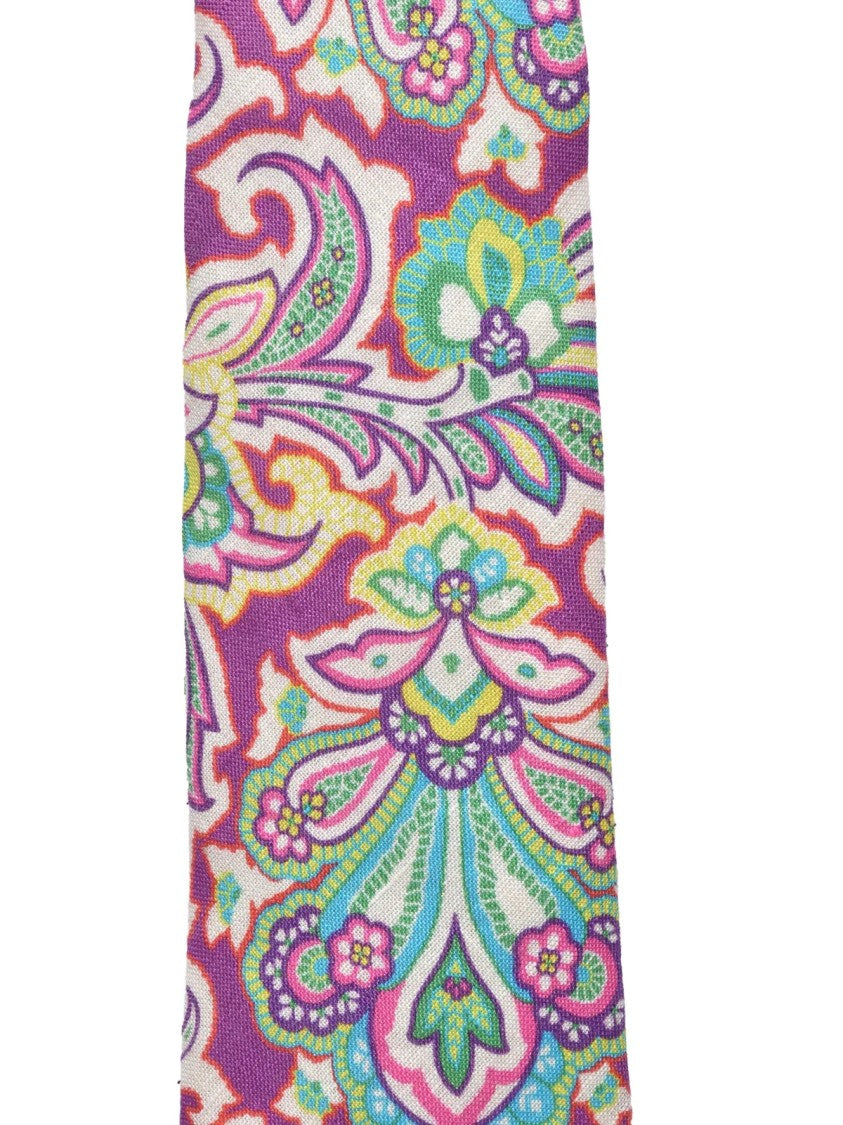 Etro Vibrant Paisley Pattern Linen Tie