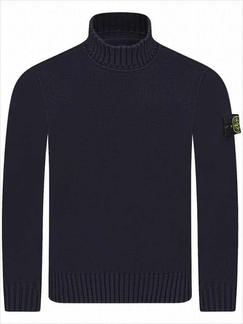 Stone Island Knitted Turtleneck Sweater With Ribbed Detailing