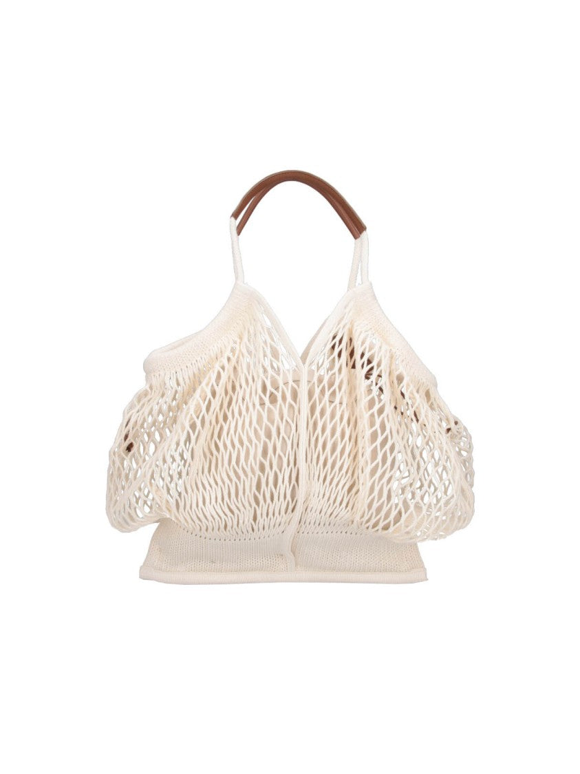 Hereu Beige Open-Weave Net Bag Removable Pouch