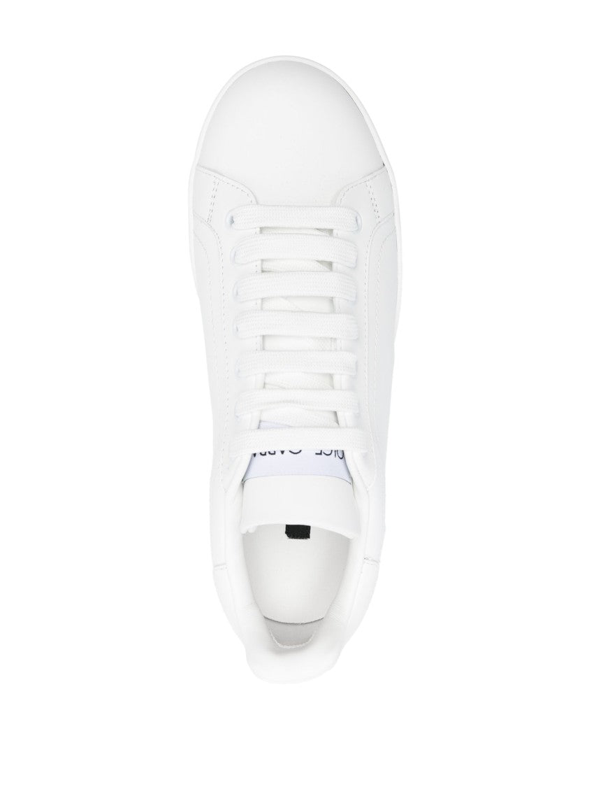 Dolce & Gabbana White Portofino Calfskin Nappa Leather Sneakers