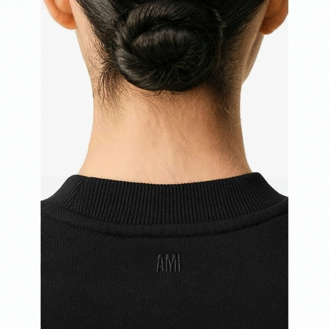 Ami Paris Long-Sleeve Cotton Top With Subtle Embroidery