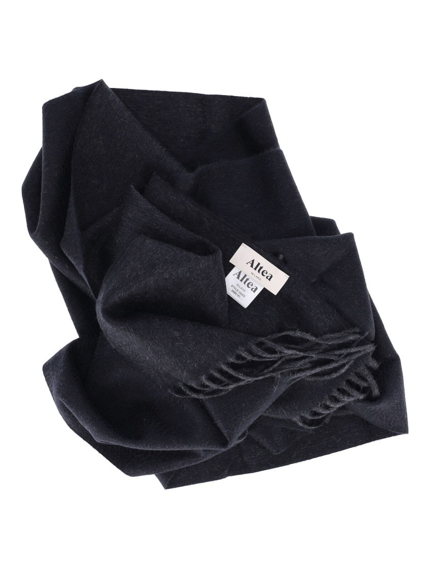 Altea Black Rectangular Fringed Cashmere Scarf