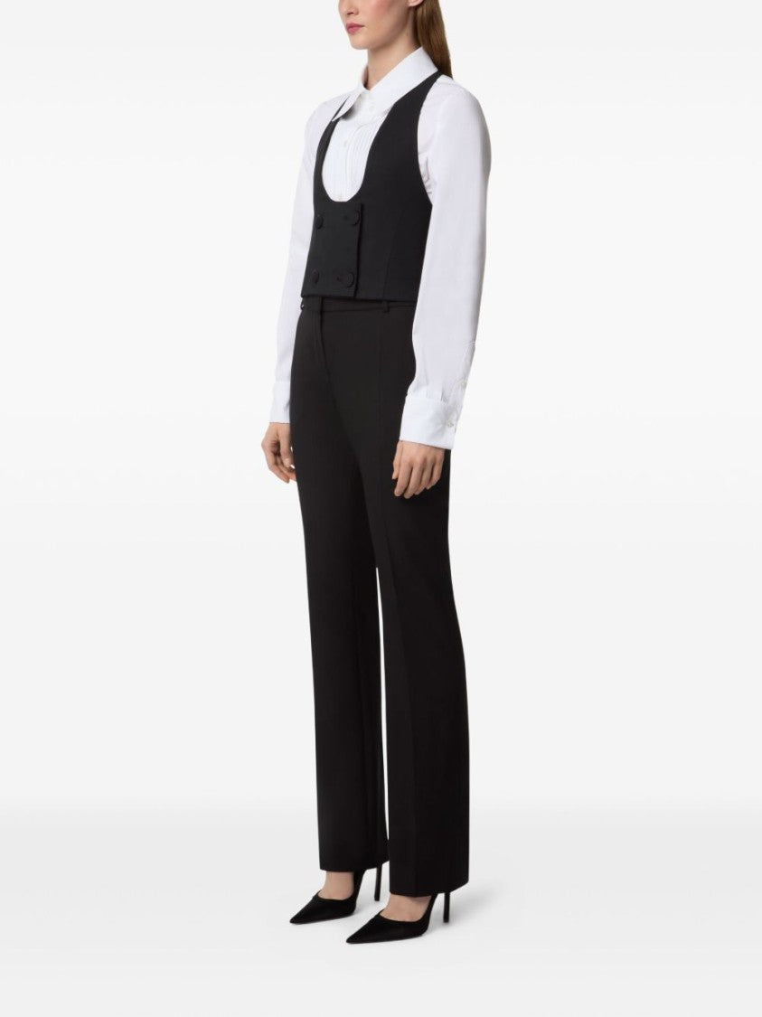 Nina Ricci Black Pressed Crease Straight Leg Trousers