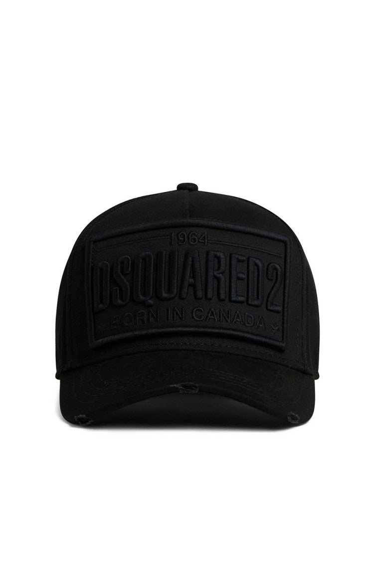 Dsquared2 Black Embossed Logo Patch Cotton Hat