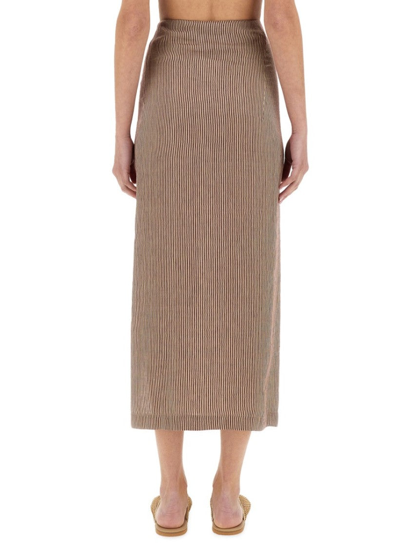Alysi Micro Stripe Longuette Skirt