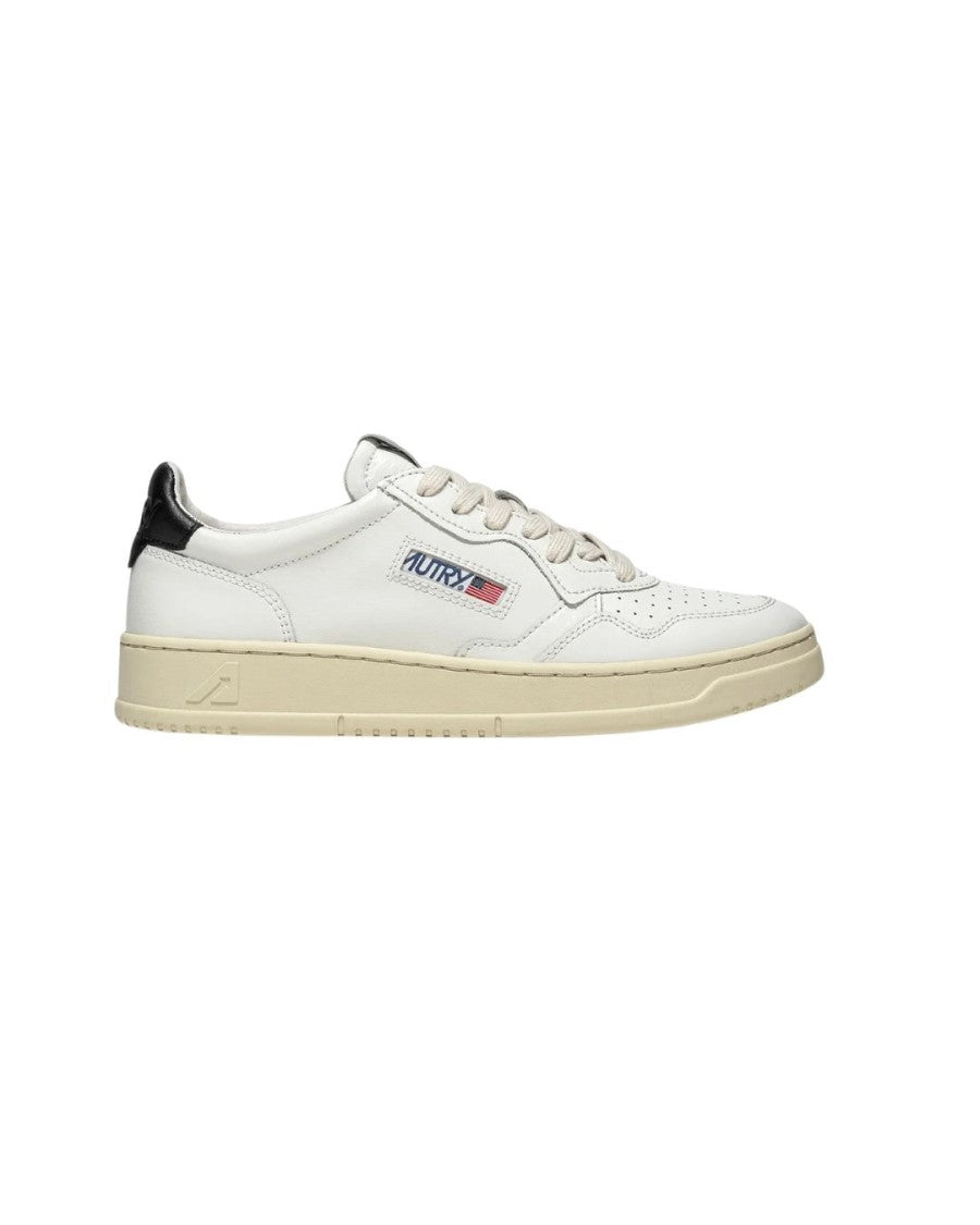 Autry Medalist Low Sneakers In White, Black Leather
