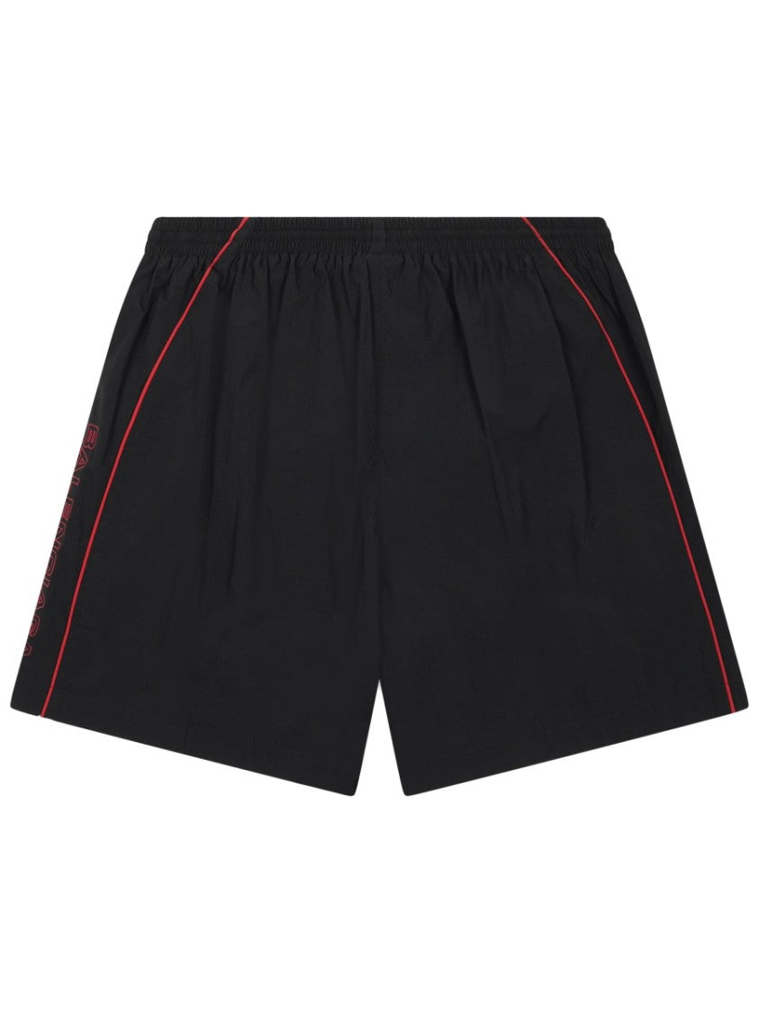 Balenciaga Sleek Black Sports Shorts With Red Piping
