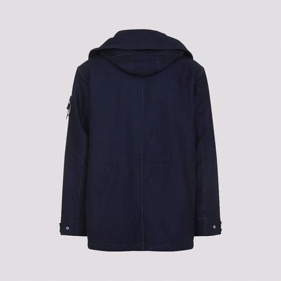 Stone Island Navy Padded Jacket With Structured Collar And Detachable Hood