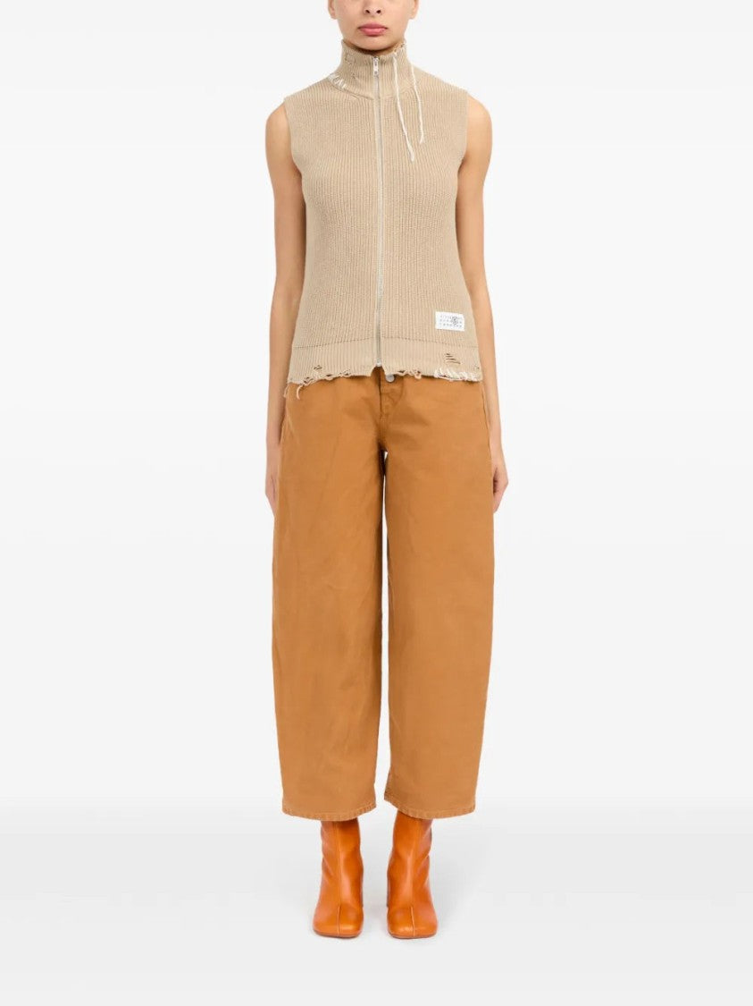 Mm6 By Maison Margiela Zip-Up Knitted Top