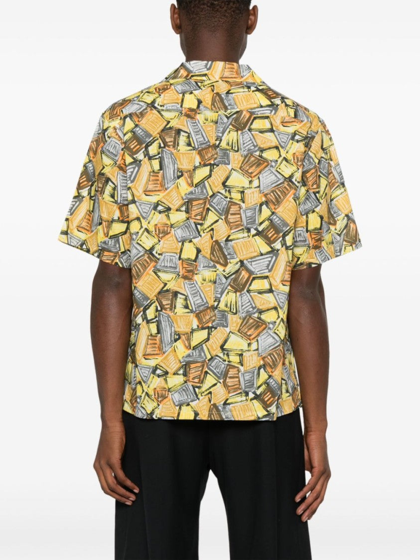 Prada Illustration-Print Short-Sleeved Shirt With Cuban Collar