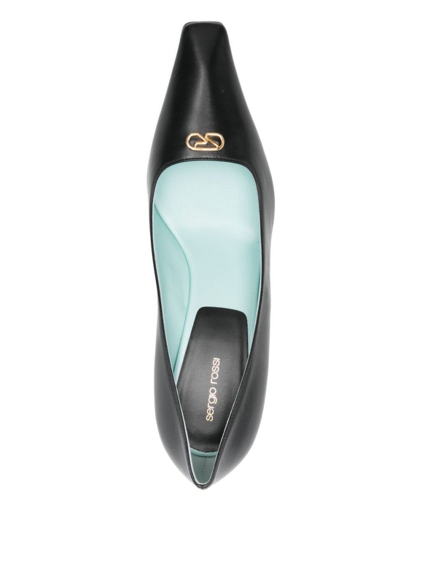 Sergio Rossi Black Silk And Nylon Pointed Pumps