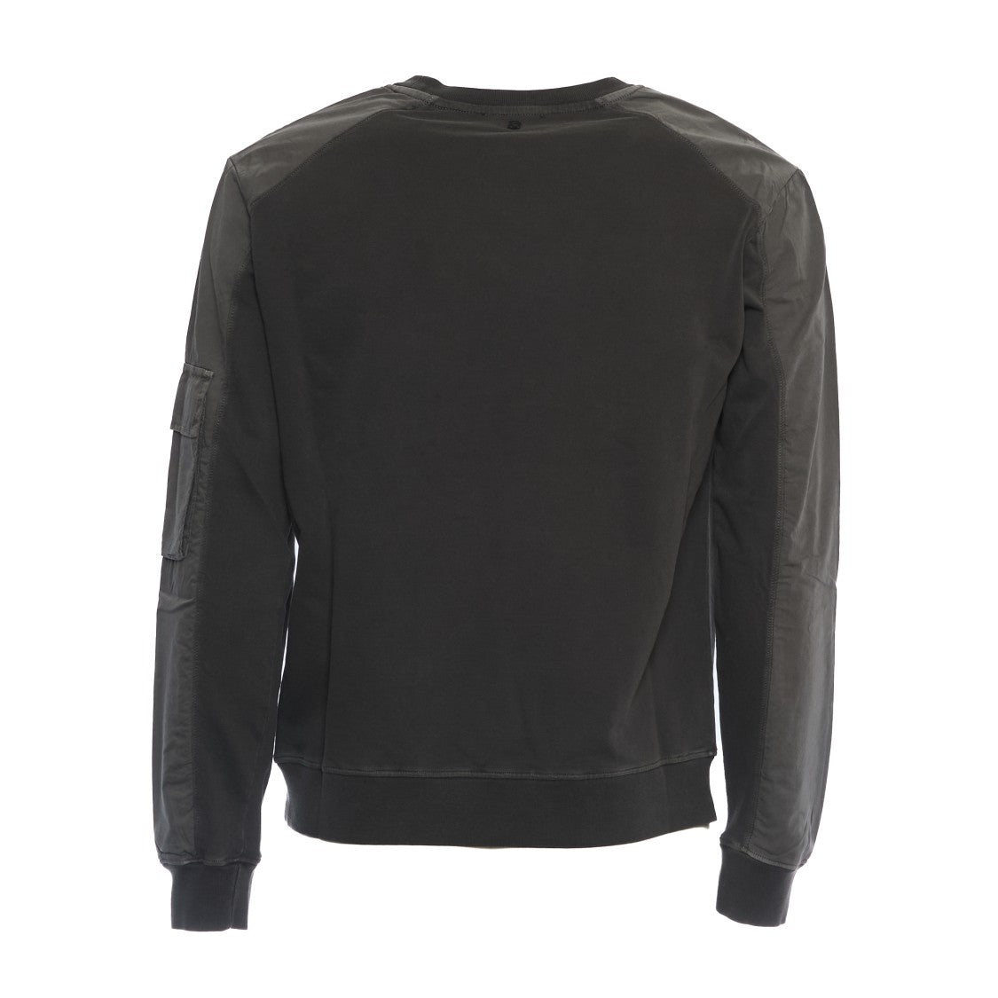 Dondup Taupe Crew Neck Sweatshirt With Contrasting Sleeves