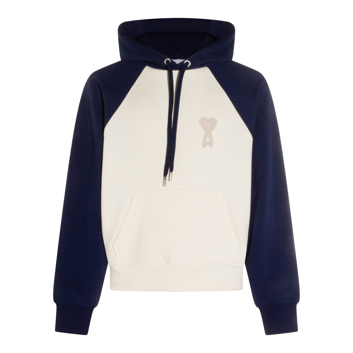 Ami Paris White And Blue Cotton Hoodie