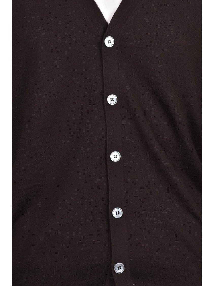 Drumohr Purple Thin Merino Wool V-Neck Cardigan