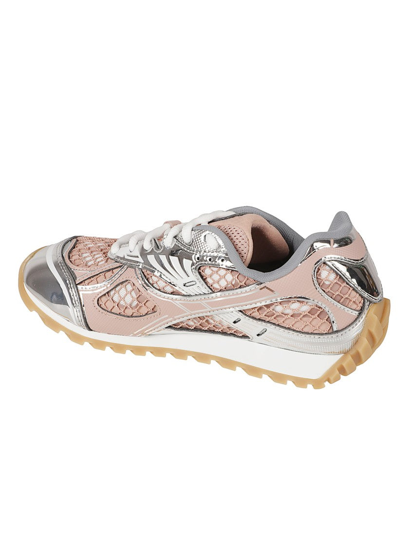 Bottega Veneta Pink Silver Textured Sneakers