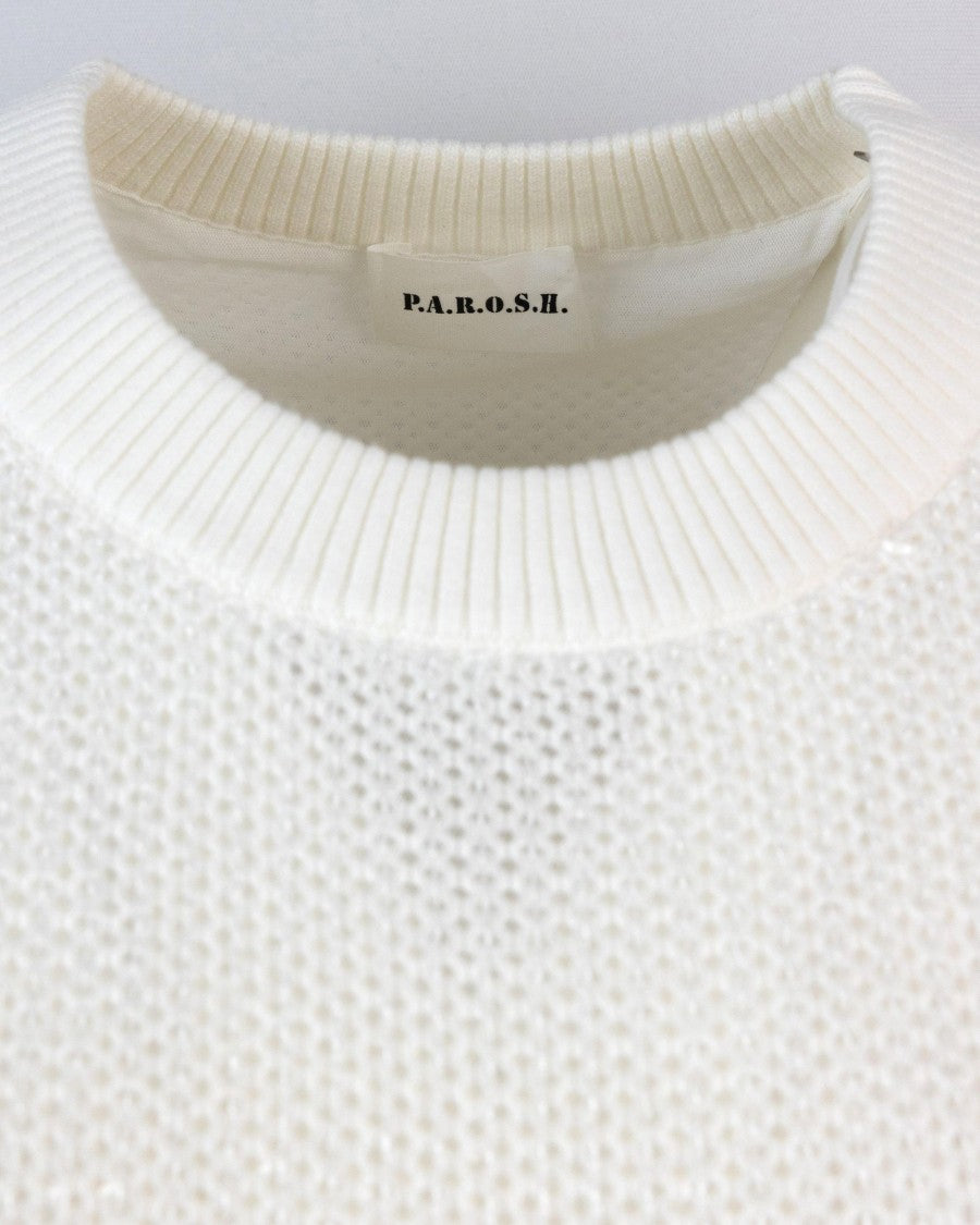 P.A.R.O.S.H. Cobalt Cream Knit T-Shirt