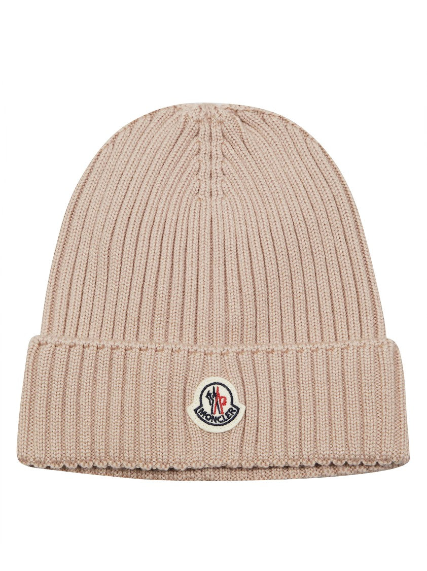 Moncler Ribbed Knit Beanie With Central Logo Patch