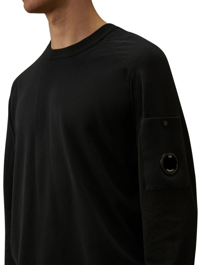 C.P. Company Cotton Crepe Crewneck Sweater With Unique Lens Detail