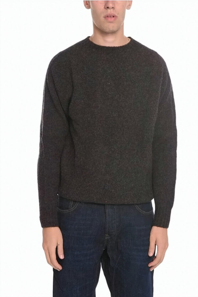 Howlin Textured Knit Wool Sweater With Crew Neckline And Classic Cuffs