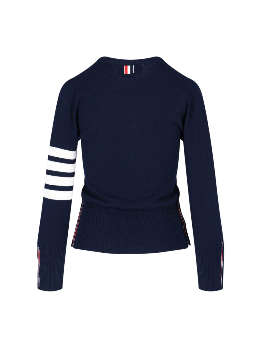 Thom Browne Iconic Cashmere Cardigan With 4-Bar Detail And V-Neckline