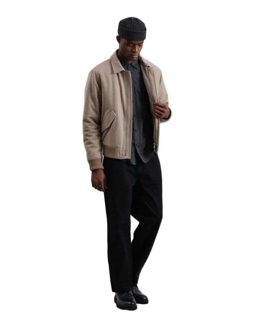 Wax London Classic Padded Wool Blend Bomber Jacket