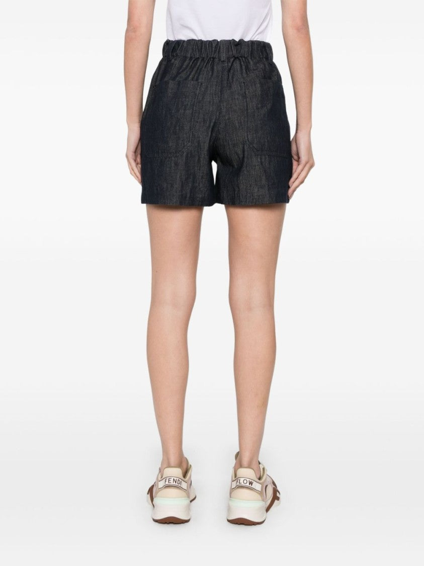 Brunello Cucinelli Indigo Blue Relaxed-Fit Shorts With Concealed Fastening