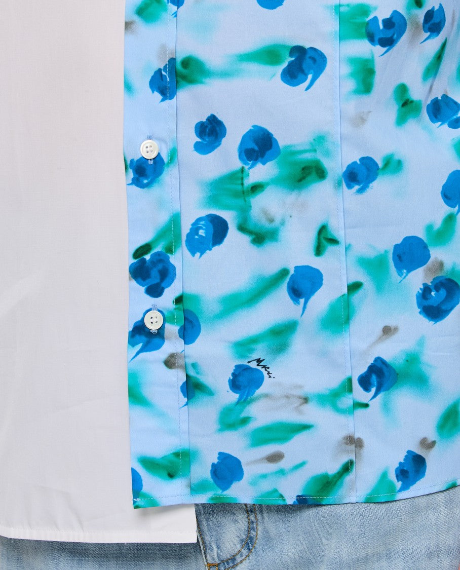 Marni Short-Sleeve Split Design Shirt With Abstract Floral Print