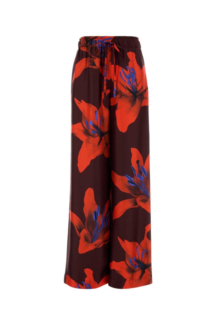 Alexander Mcqueen Printed Satin Wide-Leg Pant