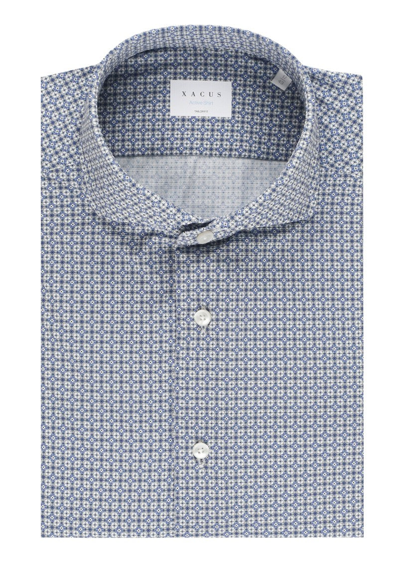Xacus Blue Geometric Active Pattern Casual Shirt