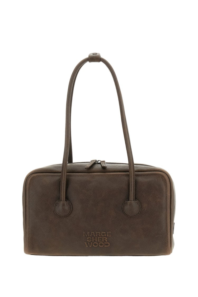 Margesherwood Brown Premium Leather Boston Shoulder Bag With Zip Closure