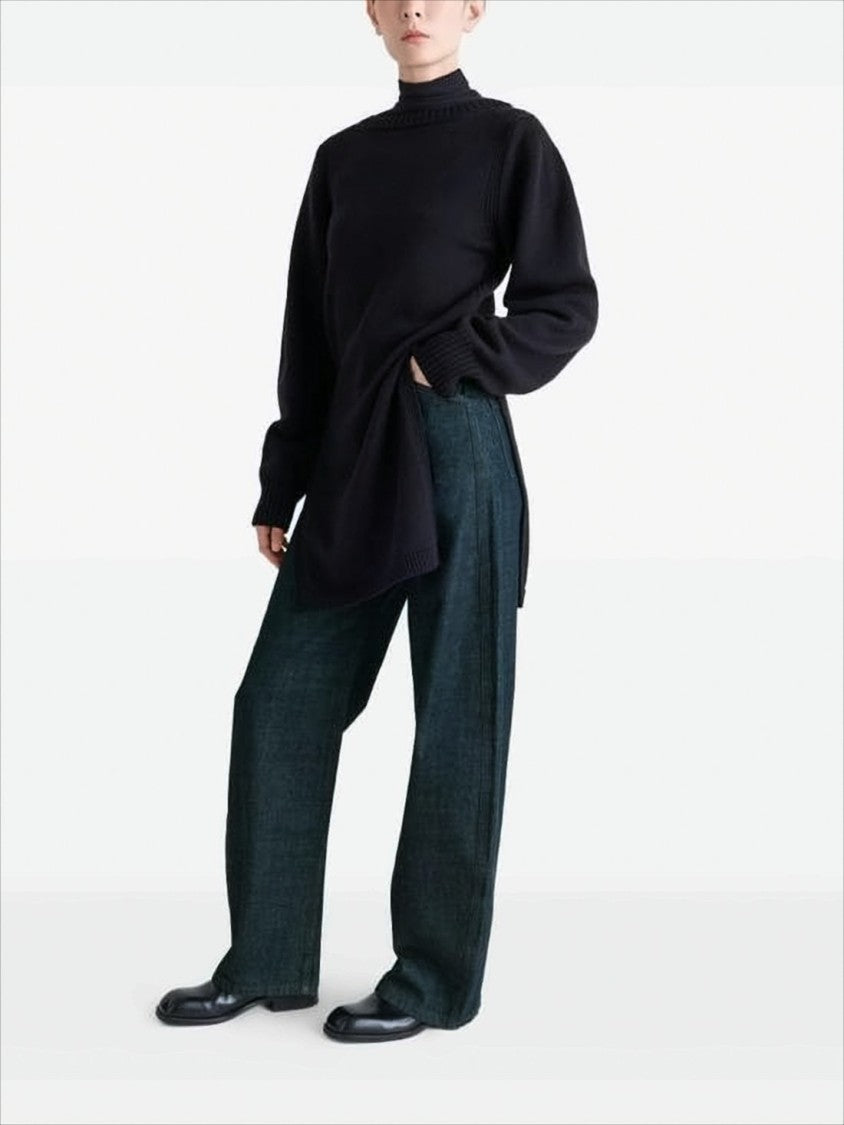 Lemaire High-Waisted Indigo Curved Trousers With Tapered Ankle