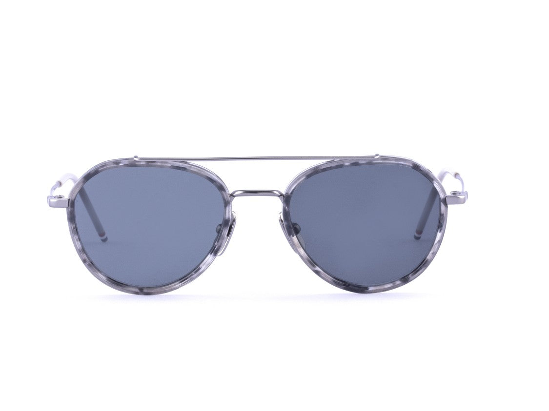 Thom Browne Translucent Grey Ues801a Double Bridge Tortoiseshell Sunglasses