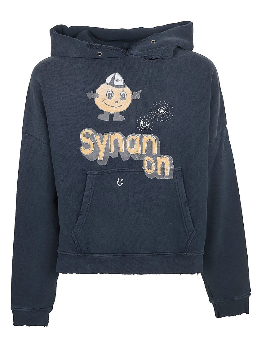 Paly Cropped Hoodie With Playful Graphic Design And Vintage Appeal