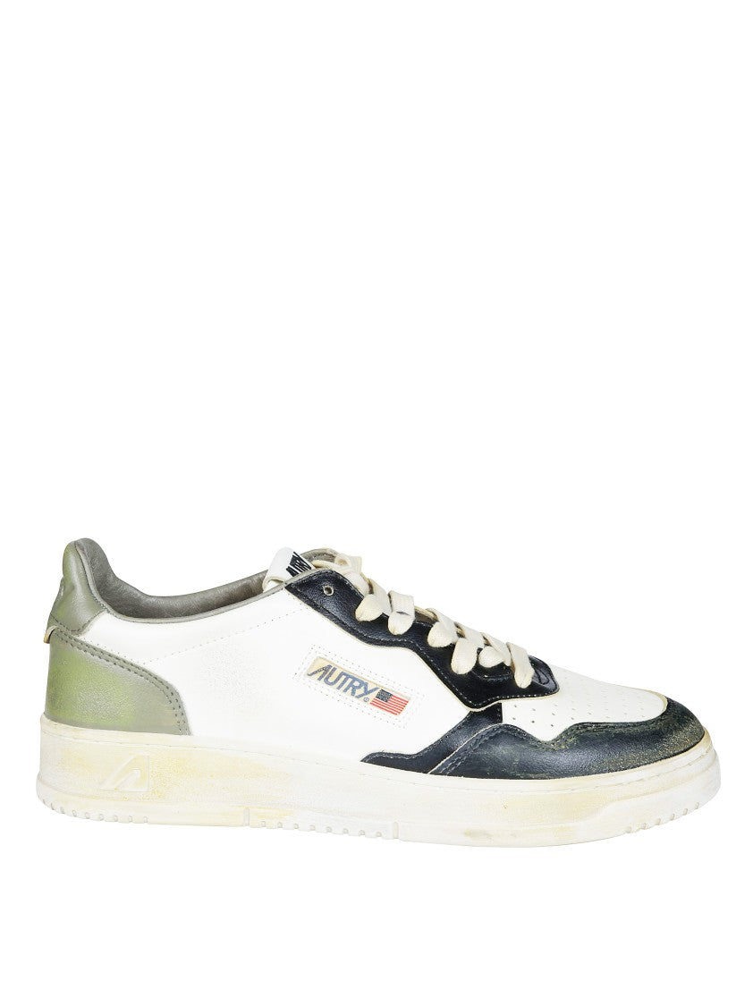 Autry White Black Overlays Low-Top Sneakers