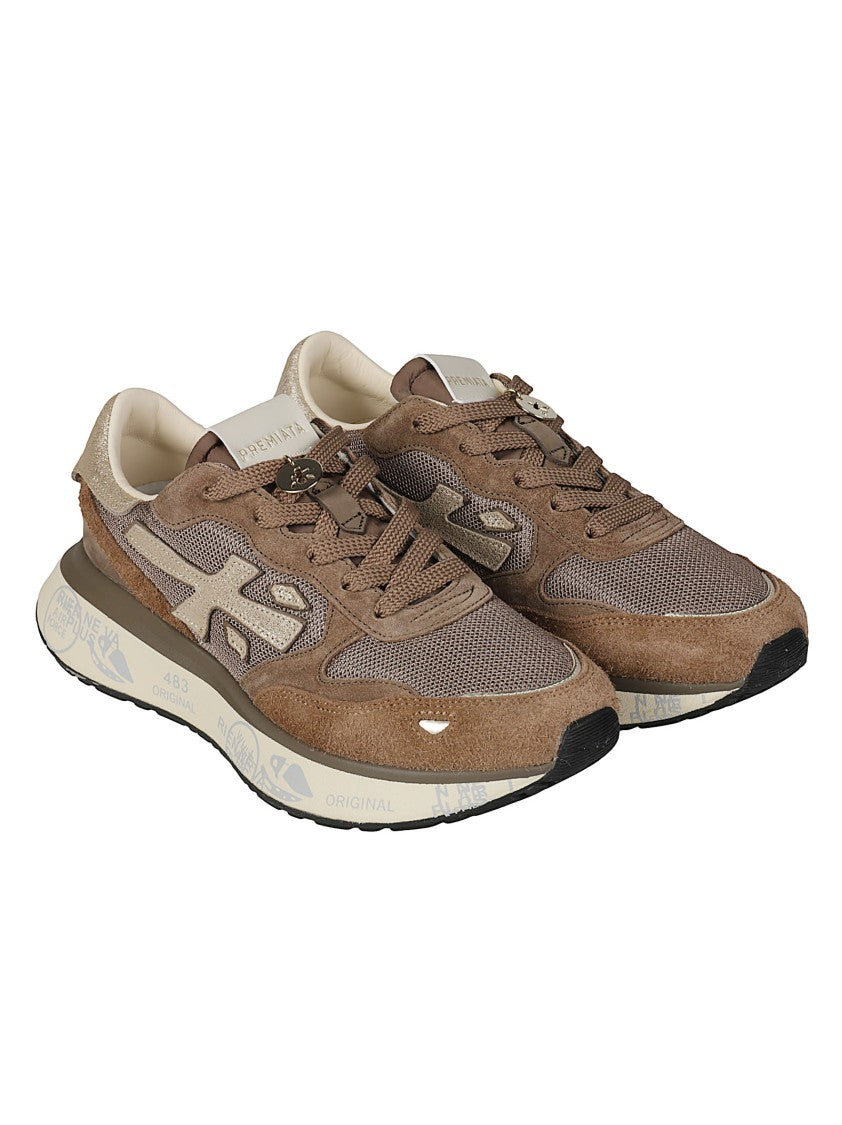 Premiata Lauryn Layered Suede Mesh Chunky Sneakers