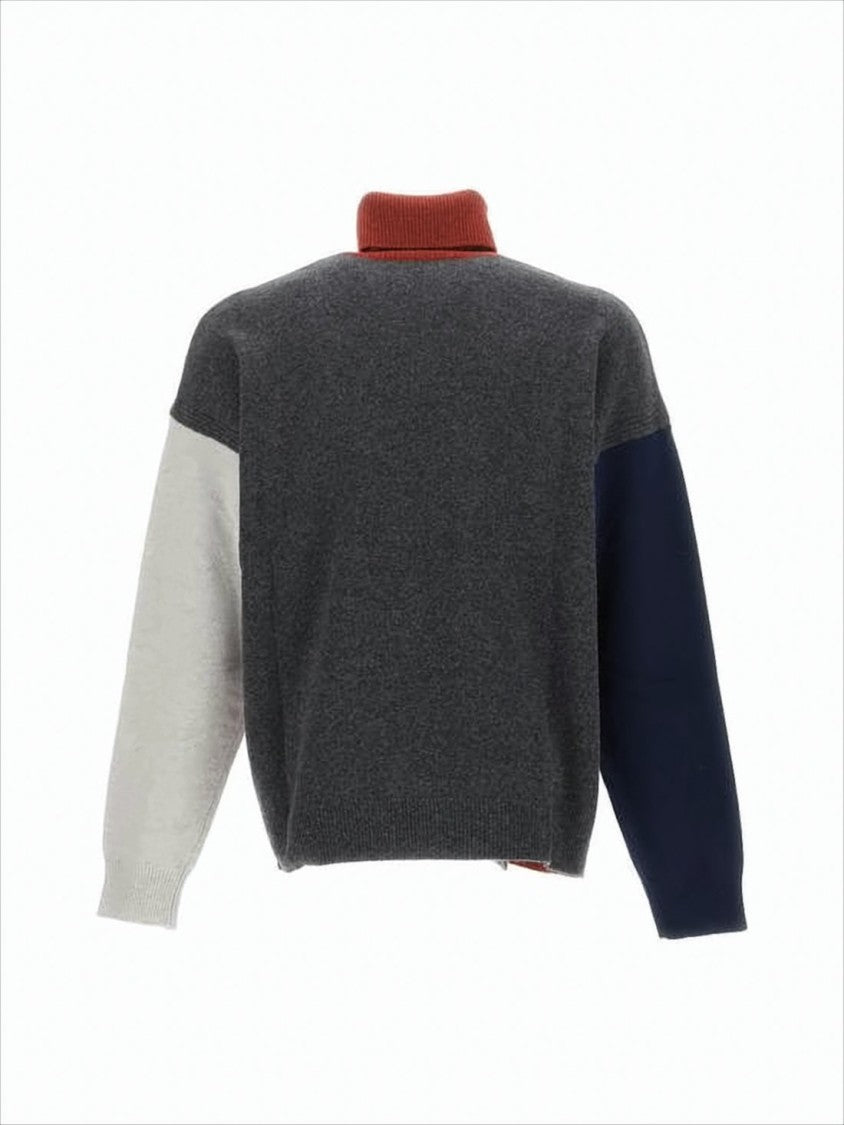 Maison Kitsuné Color-Block Wool Turtleneck Sweater